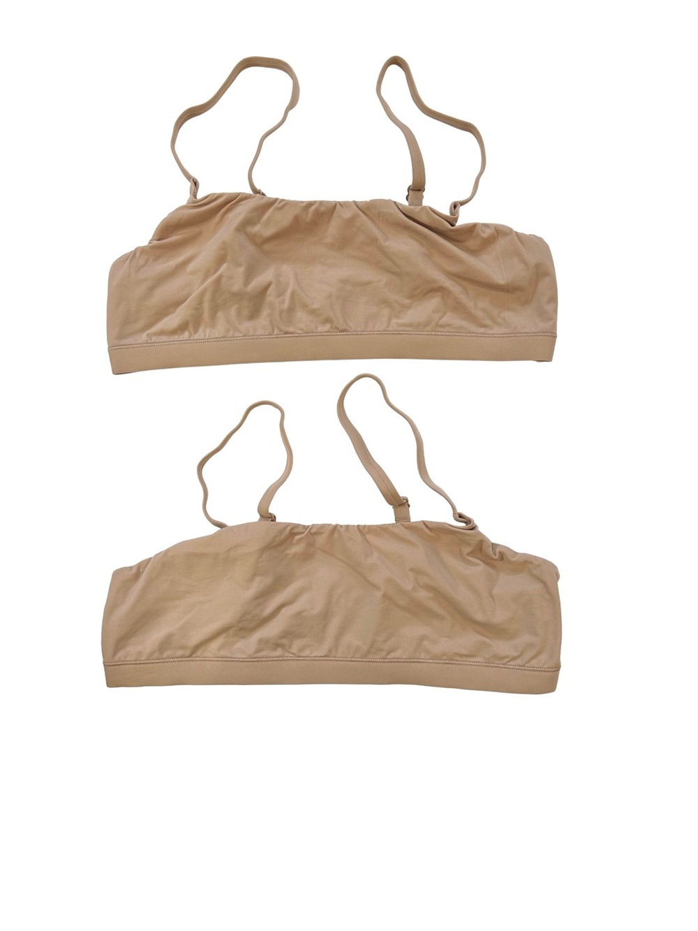 Quince Set of 2 Second Skin Scoop Neck Bralette bra M sand lightweight NWOT
